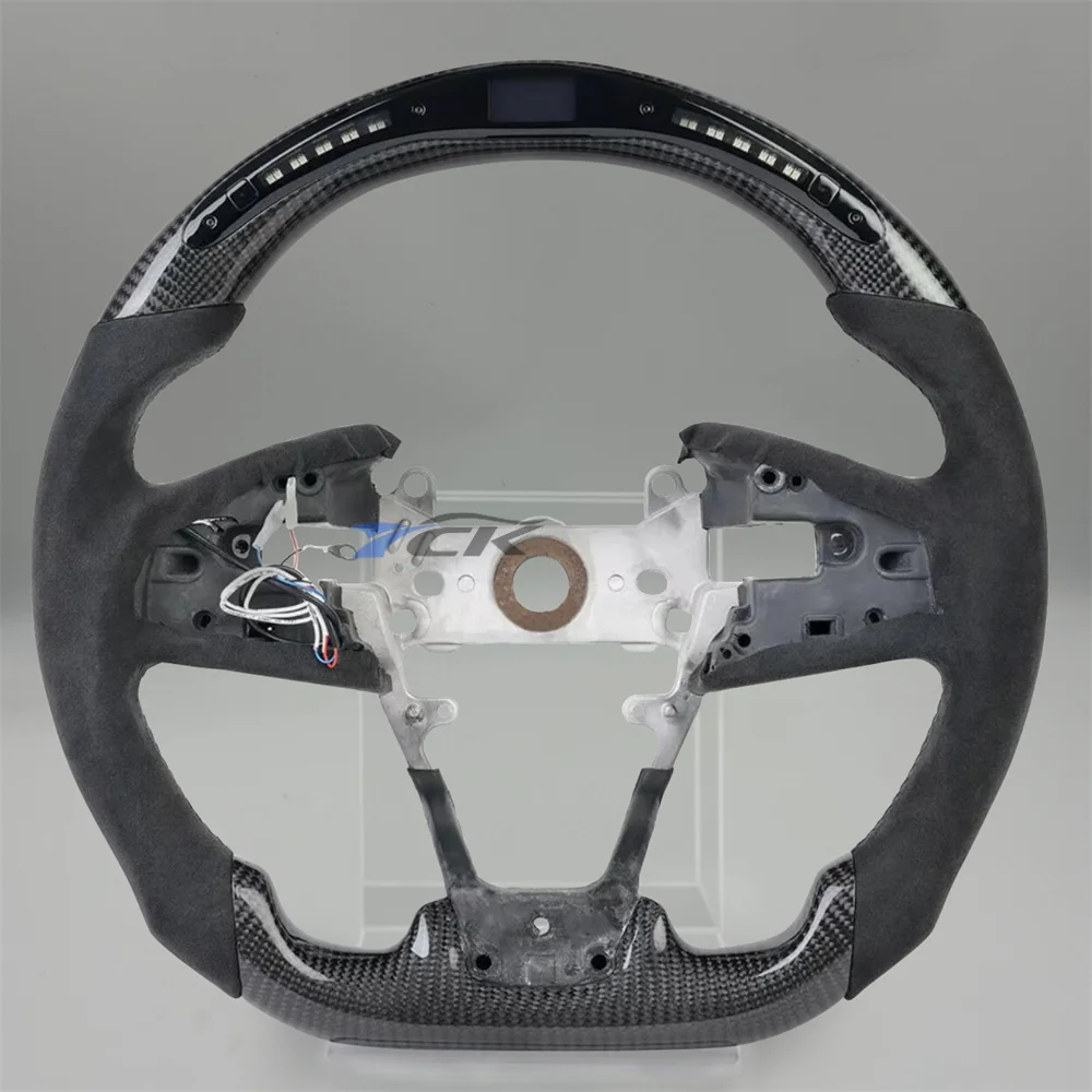 

For 2016 2017 2018 2019 2020 2021 Honda Civic Custom Carbon Fiber Black LED Steering Wheel