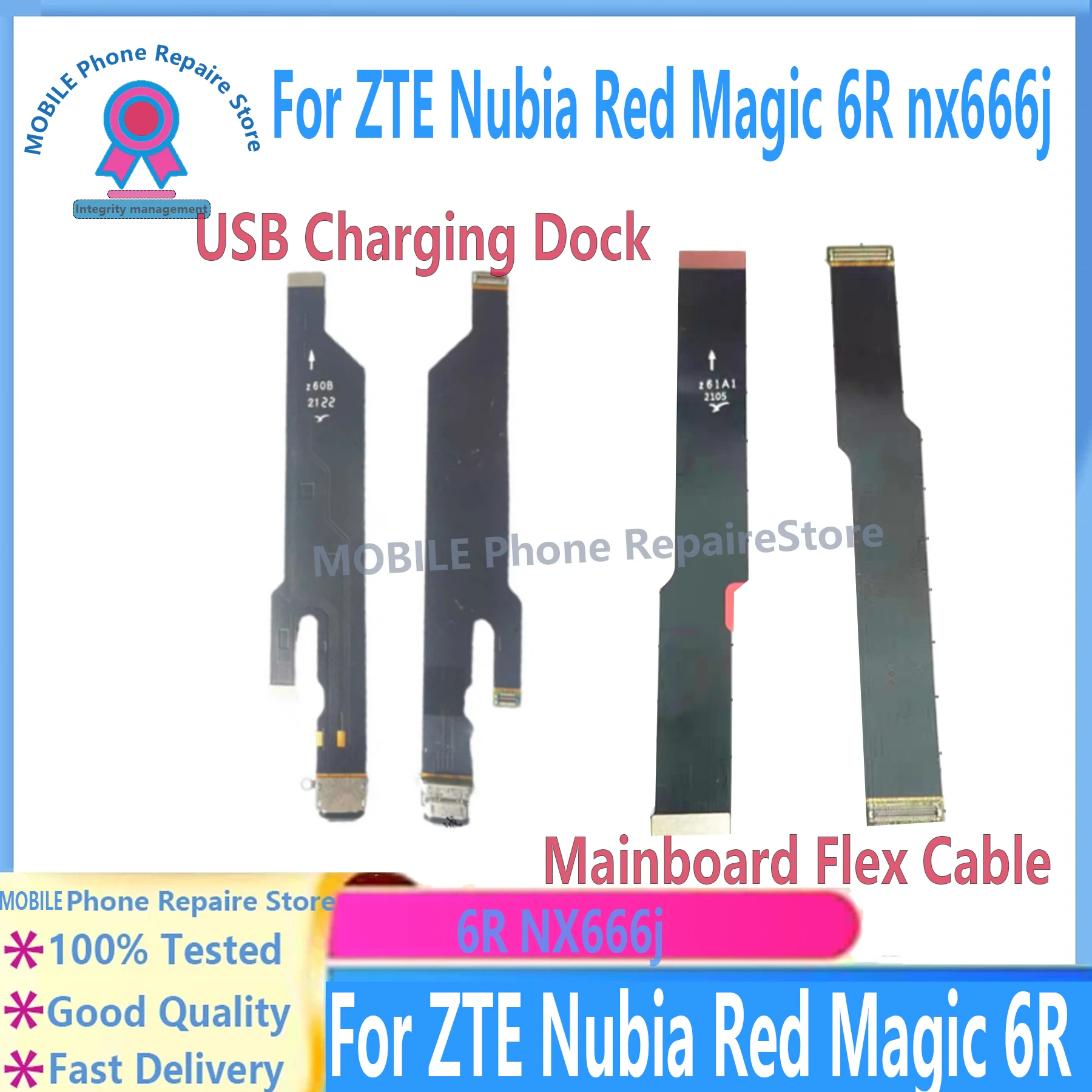 

Для ZTE nubia Red Magic 6R nx666j USB зарядная док-станция, сенсорная материнская плата, гибкий кабель для мобильного телефона, запасные части
