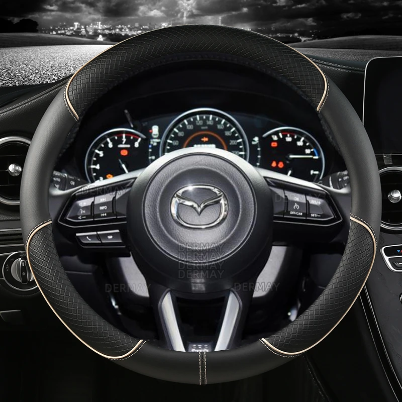 PU Leather DERMAY Car Steering Wheel Cover for CX5 CX4 CX3 CX7 CX30 CX-50 CX-60 CX-70 CX90 Auto Accessories Fast Shipping