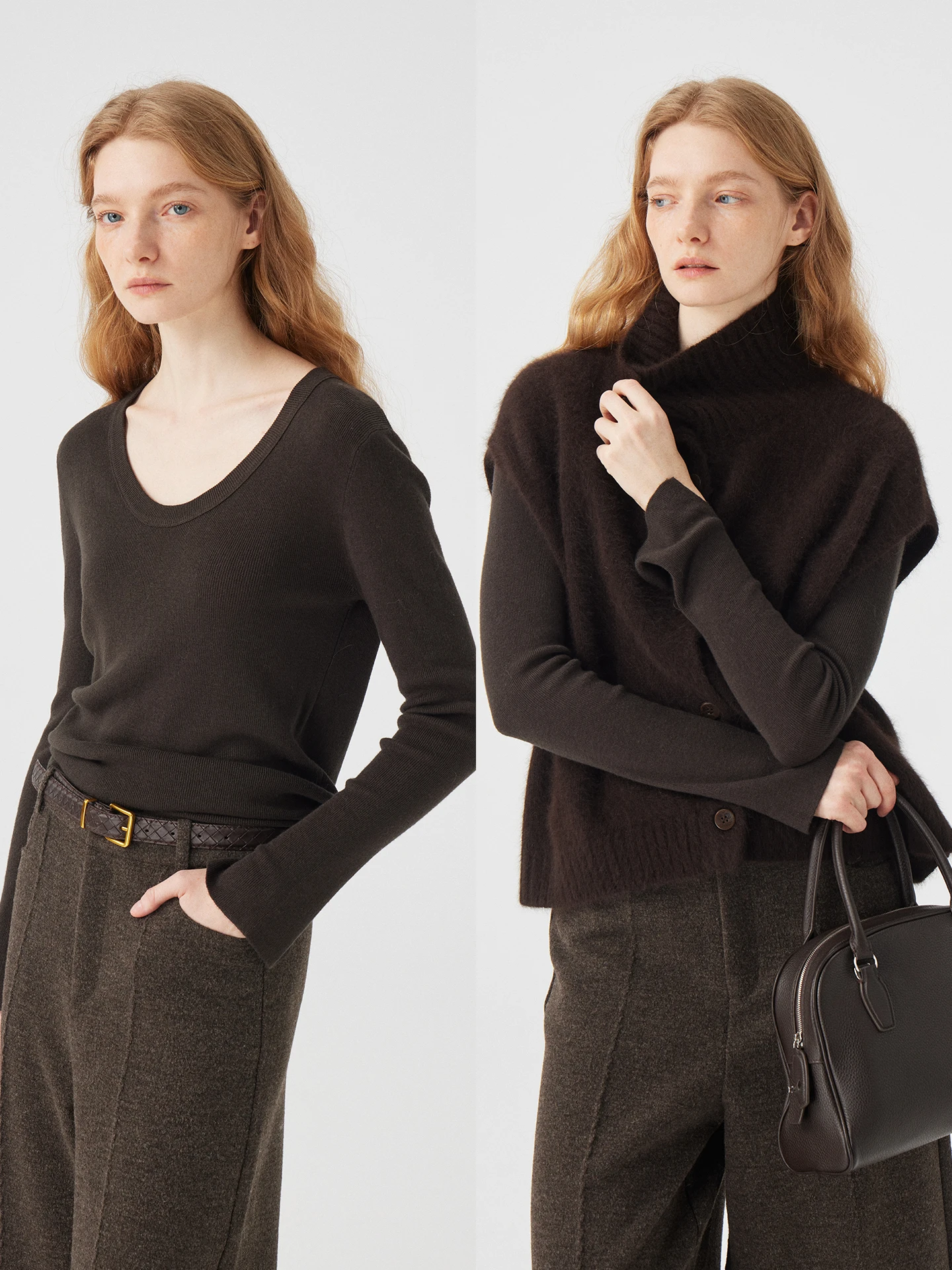 

Женский длинный вязаный свитер U-образного выреза, облегающий базовый слой, универсальный топ для девочек-подростков