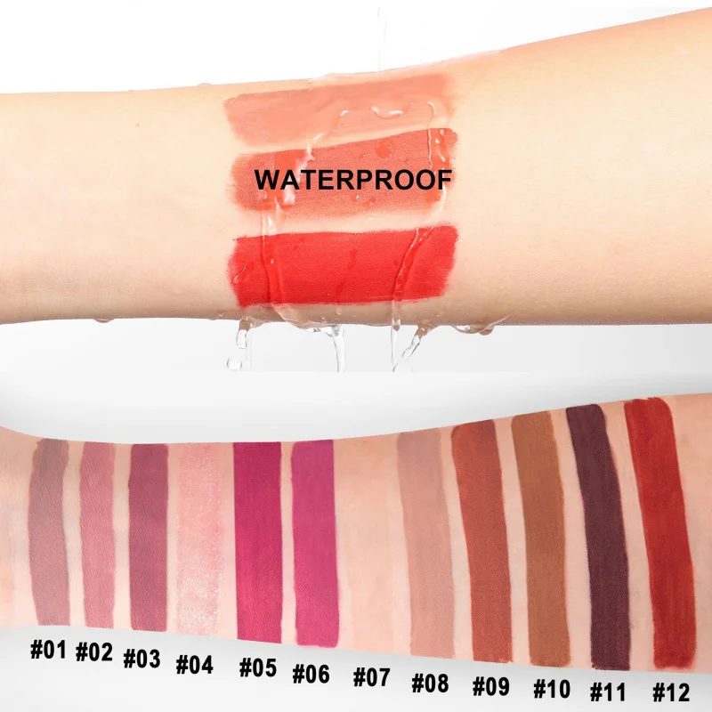 12 - Piece Liquid Lipstick Set, Matte, Waterproof & Transfer - Resistant Lip Colors for Long - lasting Makeup