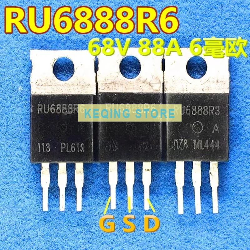 10PCS Used+Not NEW+Send after Measure Controller triode  RU6888R6 68V 88A 6 mOhm, full detection of original word disassembly