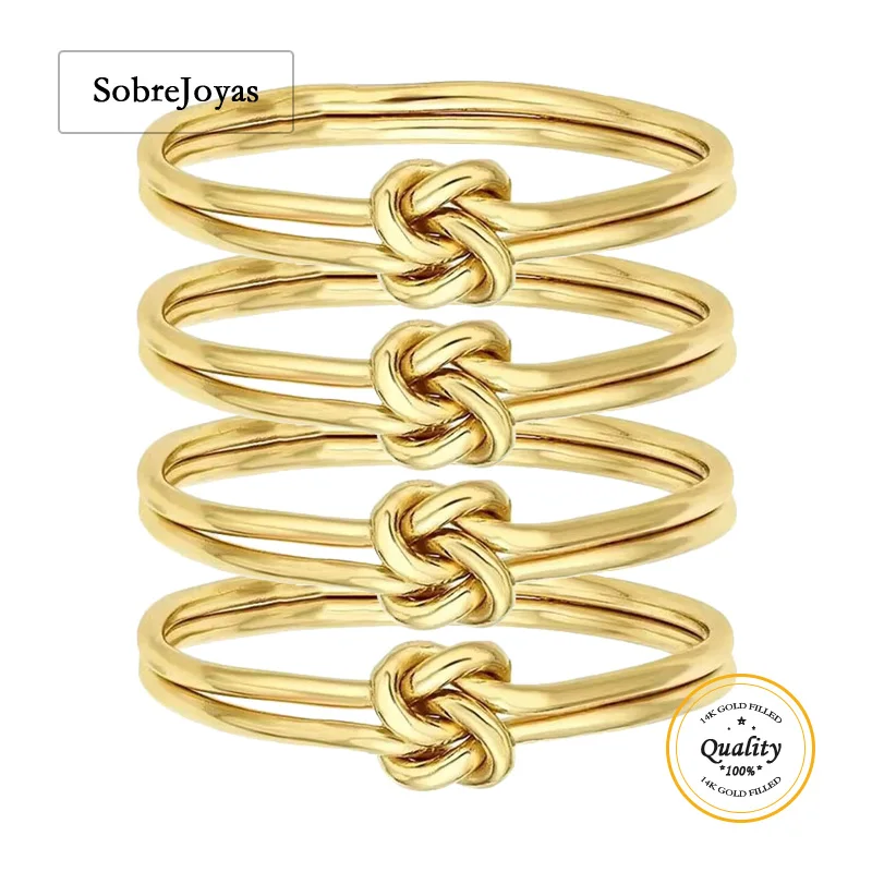 

14K Gold Filled Double Love Knot Ring Minimalist Knuckle Ring for Women Jewelry Gold Accessories Rings