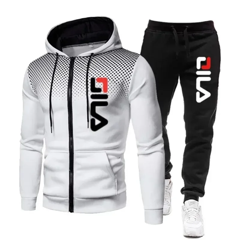 

New autumn and winter men's long-sleeved pullover hoodie + pants 2-piece fashionable outdoor running men's sportswear set