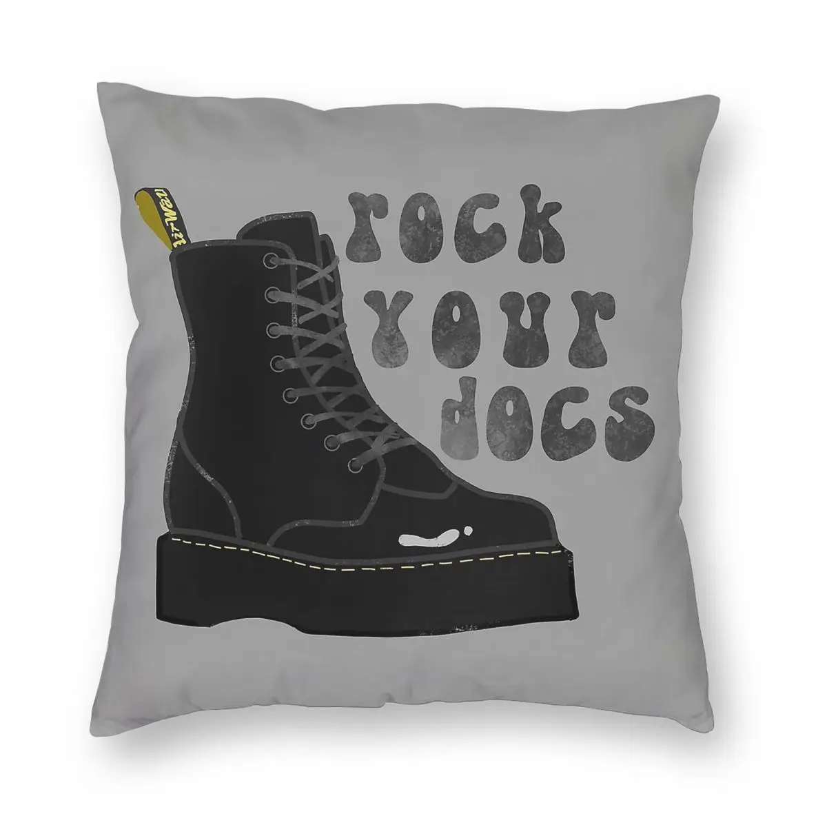 غطاء وسادة Rock Your Docs مصنوع من البوليستر والكتان المخملي المطبوع بسحاب ديكور منزلي مقاس 18 بوصة