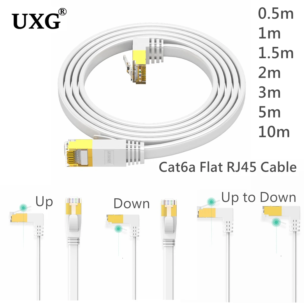 90 Degree CAT6 Flat Ethernet Cable 1000Mbps CAT6 RJ45 Networking Ethernet Patch LAN Cord 0.5M-10M  For Computer Router Laptop