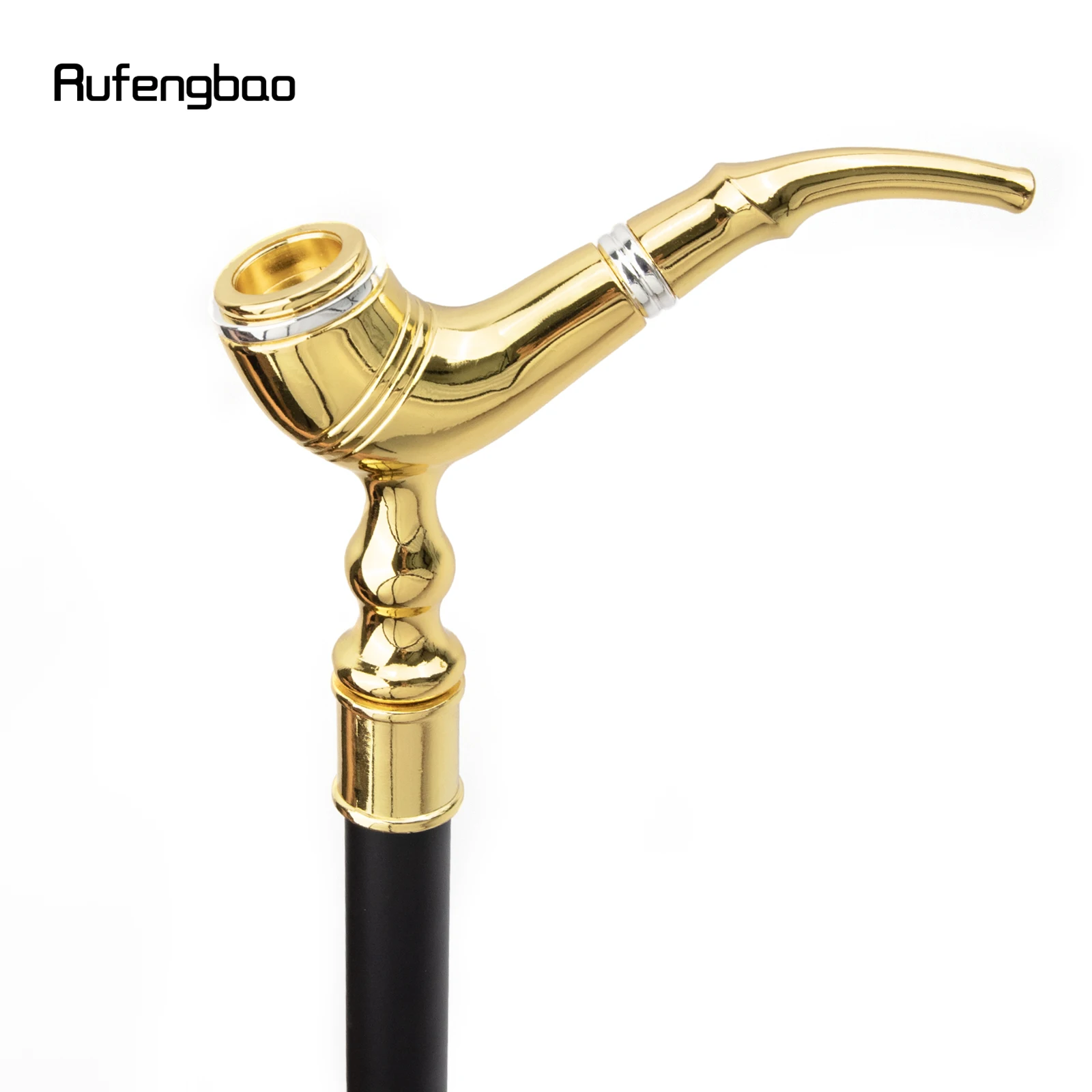 Golden Pipe Pattern Luxury Fashion Walking Stick for Party Decorative Cane Elegant Crosier Knob Walking Stick 93cm