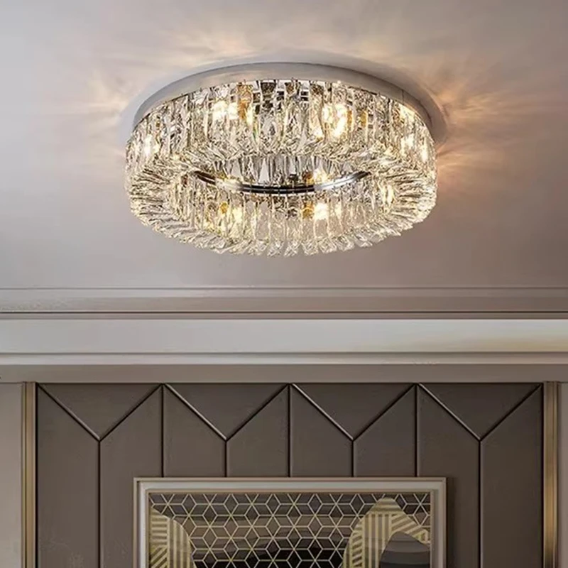 

Современная хрустальная потолочная люстра, хромированные подвесные светильники круглой/квадратной/прямоугольной формы для спальни и гостиной