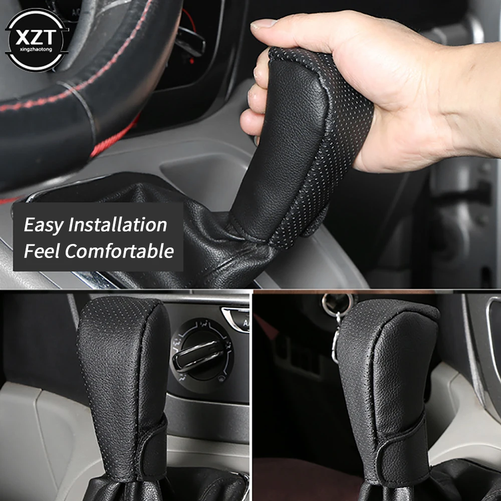 

Car Gear Shift Knob Cover Protector Universal PU Leather Non-Slip Car Handbrake Protector Car Interior Accessories