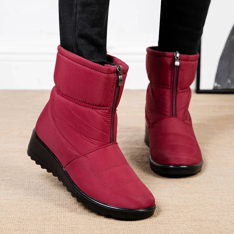 

Women Snow Boots Winter Waterproof Shoes for Women Plus Size Thick Short Plush Ankle Boots Woman Wedges Warm Cotton Padded Shoes