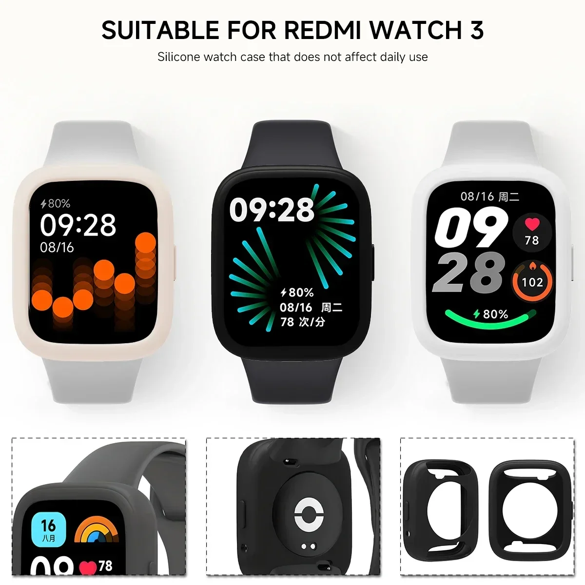 Soft Silicone Case For Redmi Watch 3/3Active/3Lite Rubber Watchband Protective case Bracelet Super Light Watch Accessories