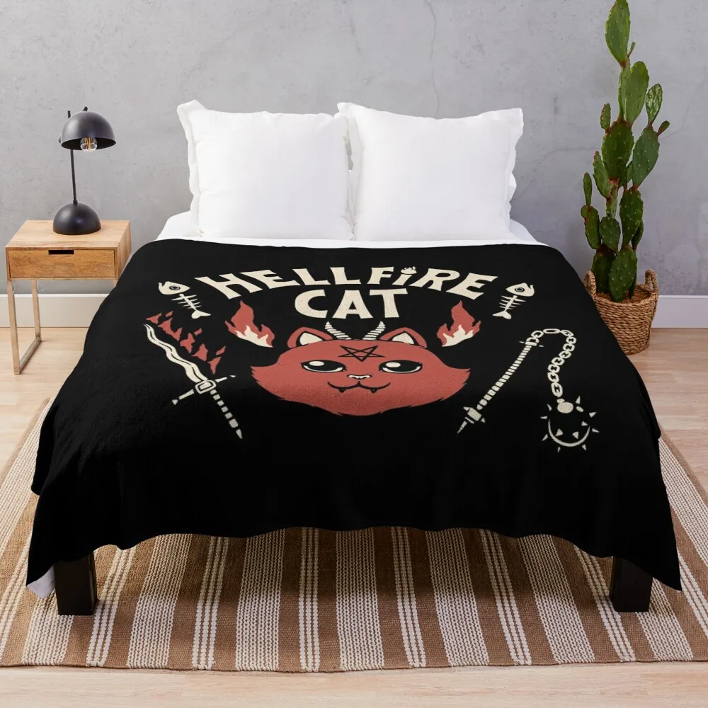 Satanicat Cat Club Satanic Joke T-shirt Black by Tobe Fonseca Throw Blanket Blankets Sofas Of Decoration Baby Blankets