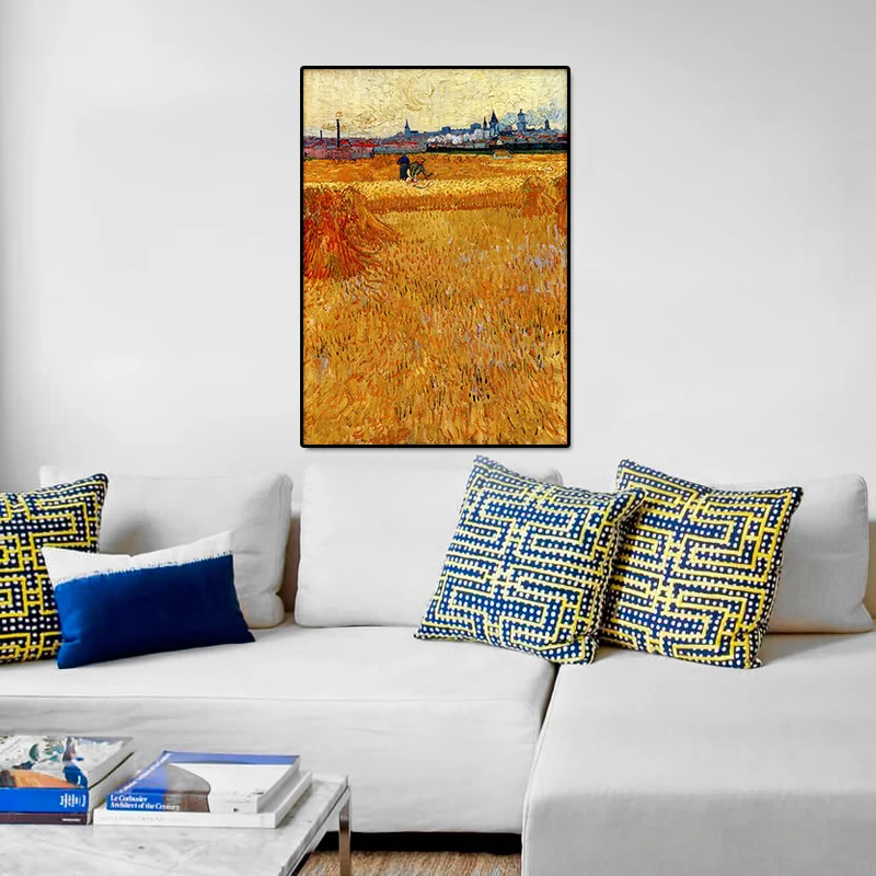 Van Gogh Arles View From The Wheat Fields Paintings Print Canvas Home Decorative Pictures Wall Art For Living Room Bedroom Decor