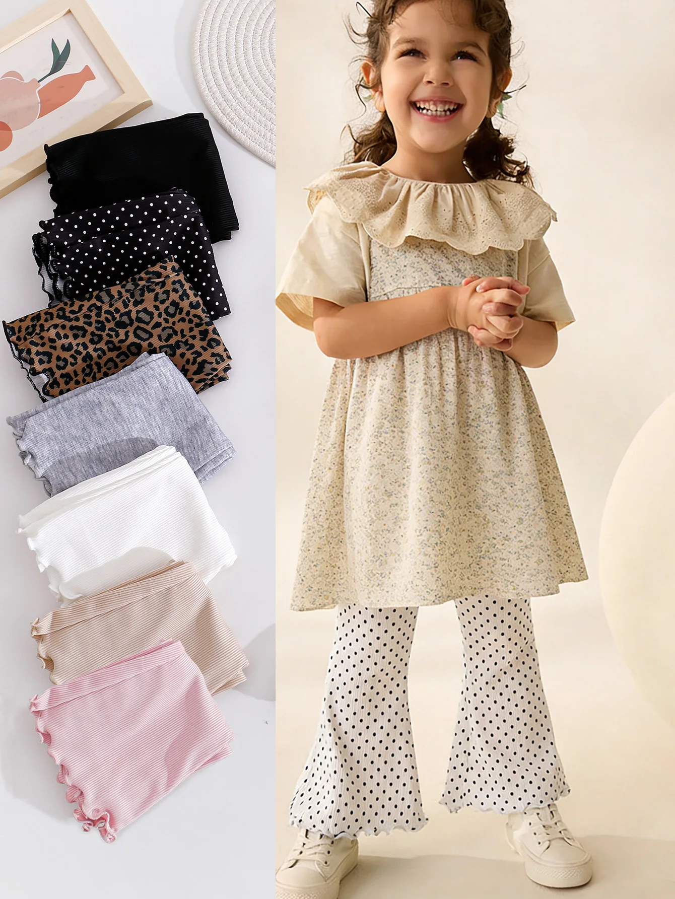 Girls Fashionable Striped Flared Pant for Spring and Autumn Comfort Soft Leggings Suitable for Ages 2-10 Little Girls Daily Wear