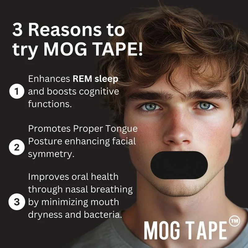 Mog Mouth Tape - Mog Tape Promotes Sharper Jawline, Increased Energy, Enhanced Facial Structure, Ability To Mog