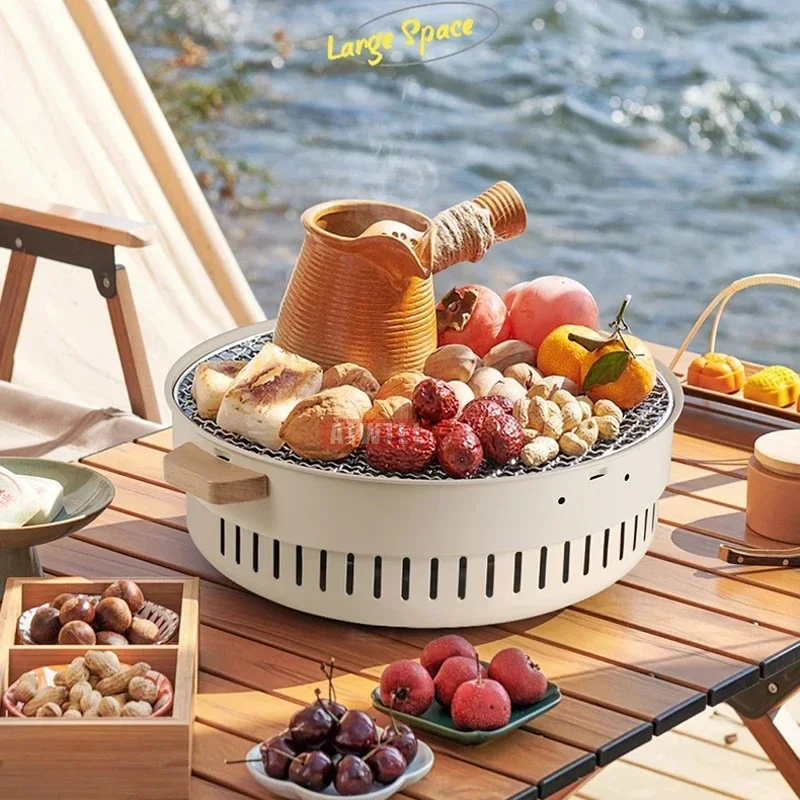 Barbecue Grill Suitable Home Outdoor Courtyard Camping Charcoal BBQ Stove Grills Mesh Portable Smokeless Barbecue Grill Pan