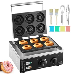 SucceBuy 6/12-gaats elektrische donutmaker Commerciële donutmachine met antiaanbaklaag Dubbelzijdige verwarming Wafelmachine