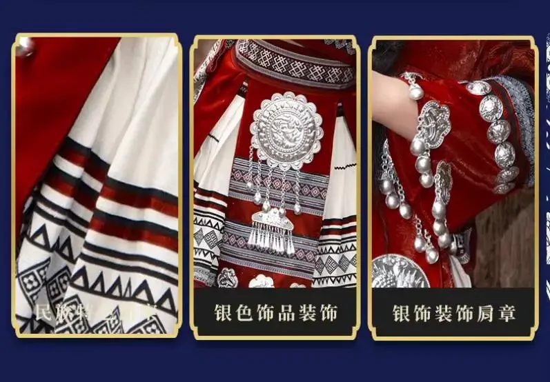 Strój sceniczny dla kobiet Hmongb, chiński taniec ludowy, nowa sukienka, tradycyjna odzież etniczna, moda damska, 2025