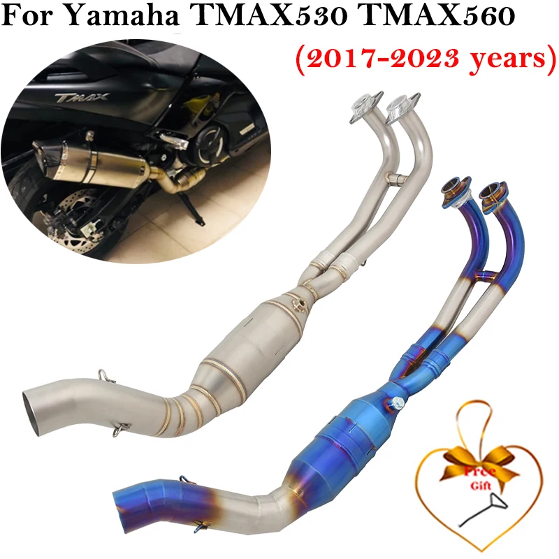 

Надевается для Yamaha TMAX 530 560 500 TMAX530 2017-2023 мотоциклетная выхлопная труба, модификация переднего среднего звена, соединение трубы 51 мм