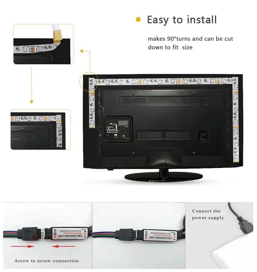 LED-Lichtstreifen mit Musik-Synchronisation, Farbwechsel RGB LED-Licht, Smart App & Fernbedienung, Flexibles Lampenband für Party-Raumdekoration – Detail 2
