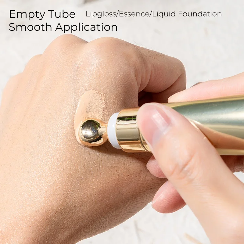 1 ピース/5 ピース 20 ミリリットルソフトホース & チューブ金属マッサージヘッド付きアイローション/血清ゴールデン/シルバー空のパッケージ化粧品