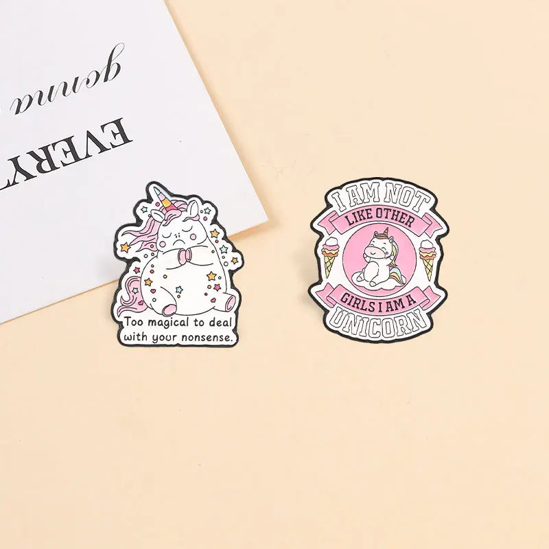 Magisches Einhorn-Geister-Hexen-Emaille-Abzeichen, lustiges Zitat, Cartoon-Anstecknadel, dekorative Brosche, Schmuck, Geschenk für Freunde – Detail 5
