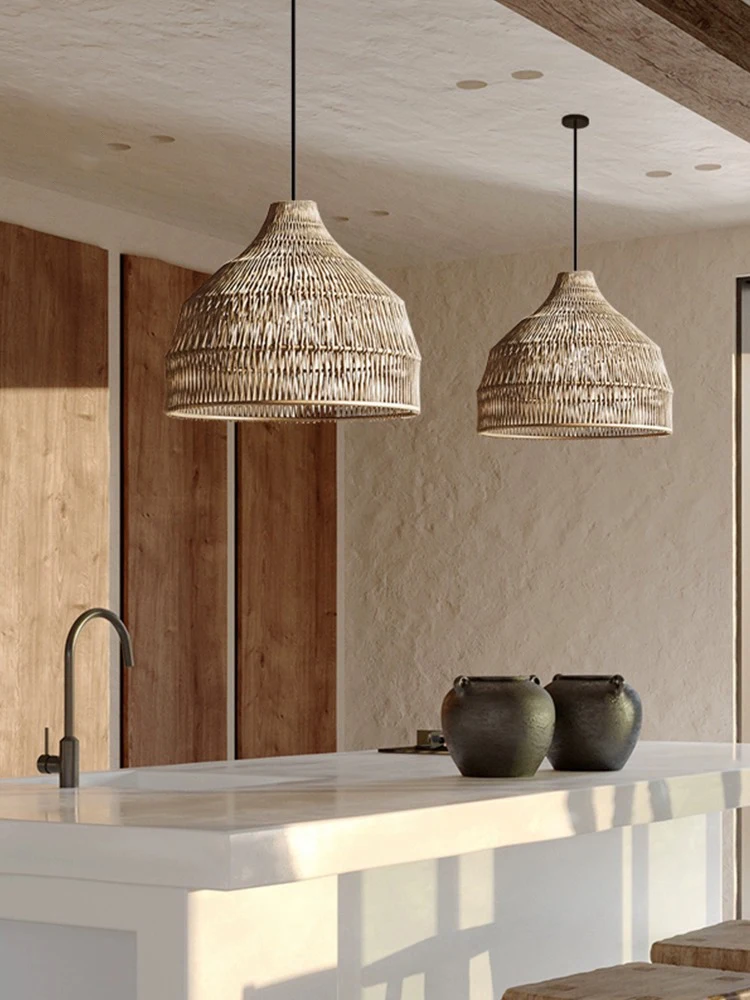 Simple Creative Rattan pendant Light For Dining Table Bar New Retro Chandelier Designer Apartment Villa Art Bedroom Lamp