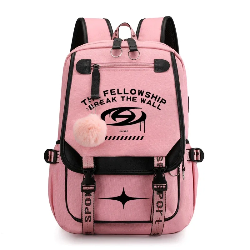 Kpop Ateez Kawaii Backpack Teenager Canvas Book Bag Korean Band Mochila Feminina Fashion Pendant School Bags for Teenage Girls