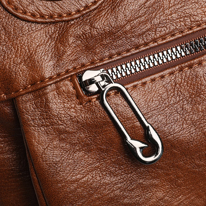 Modische Damen-Umhängetasche aus weichem Leder, große Kapazität, mehrere Außentaschen, abnehmbarer Riemen, Crossbody-Handtasche für den Alltag – Detail 24