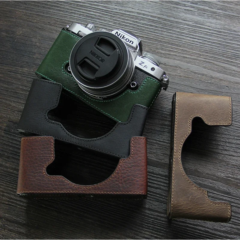 Nikon ZF Camera Case Handmade Genuine Leather Half Body For Nikon Z-fc ZFC ZF