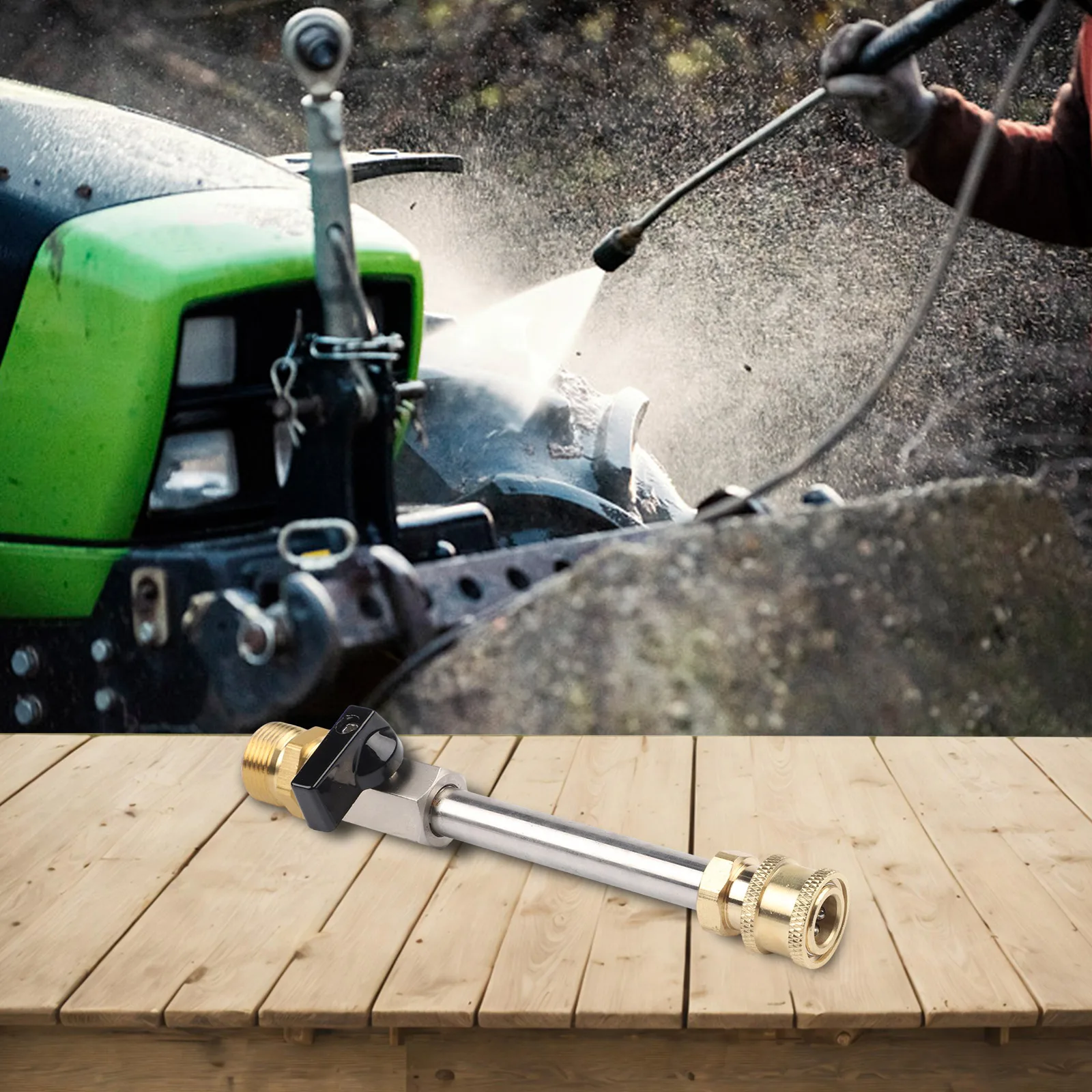 Stainless Steel Pressure Washer Extension Wand M2214 Featuring Threaded Connection and Valve for Use with Foam Pots and Brushes