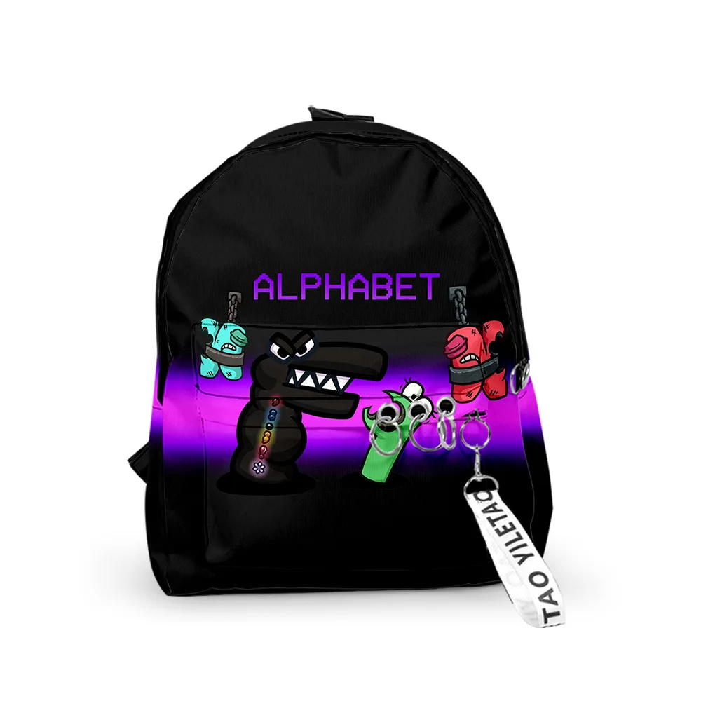 Classic Popular Alphabet Lore Backpacks Boys/Girls pupil School Bags 3D Print Keychains Oxford Waterproof Cute Small Backpacks