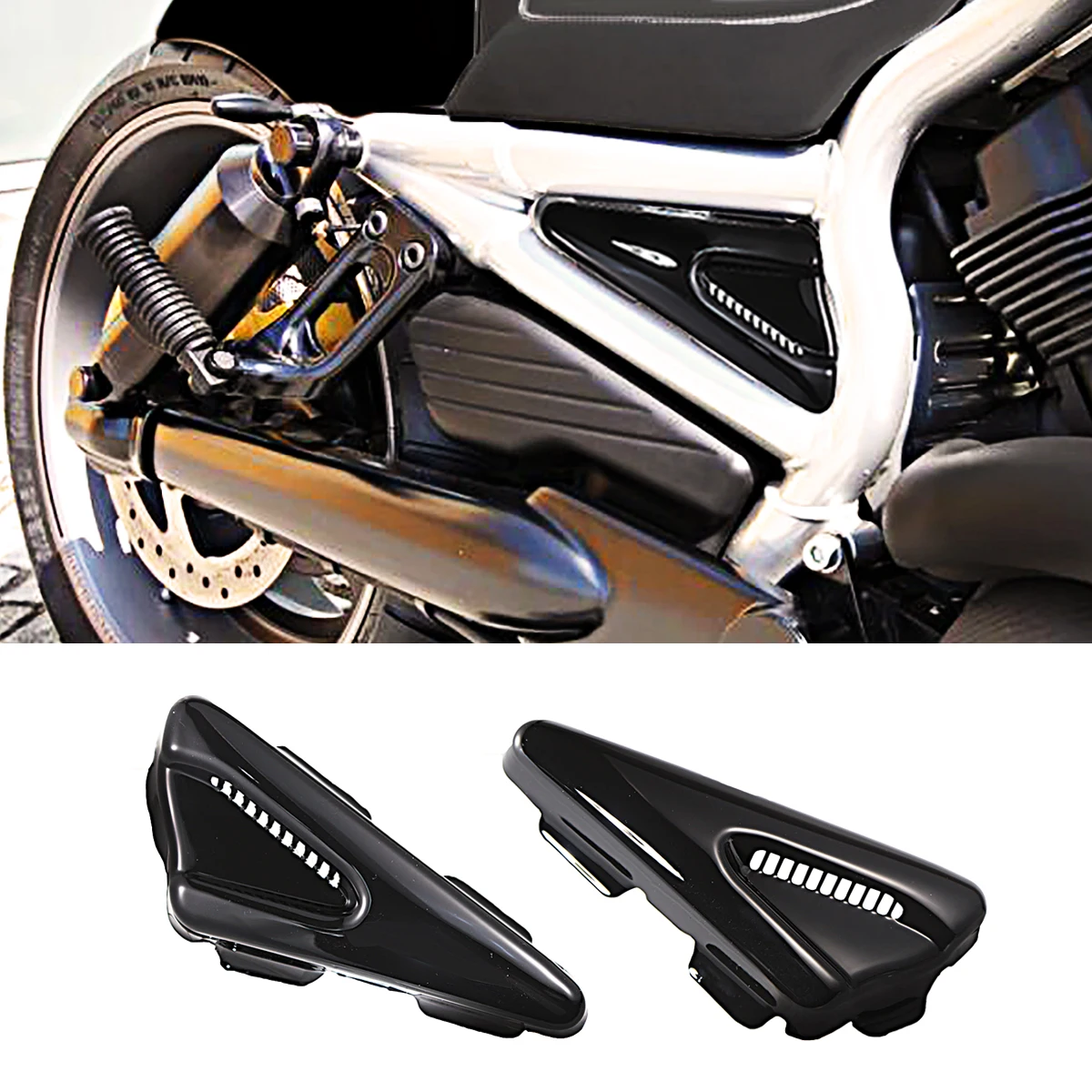 Black Tank Side Frame Deflctor Covers For Harley 2012-2017 V-Rod V Rod Night Rod Muscl Vrscdx Vrsc