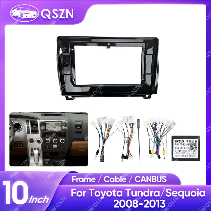 QSZN 10 Inch Car Radio Fascia Frame For Toyota Tundra/Sequoia 2008-2013 Dash Audio Stereo Adaptor Panel Car Radio DVD Frame