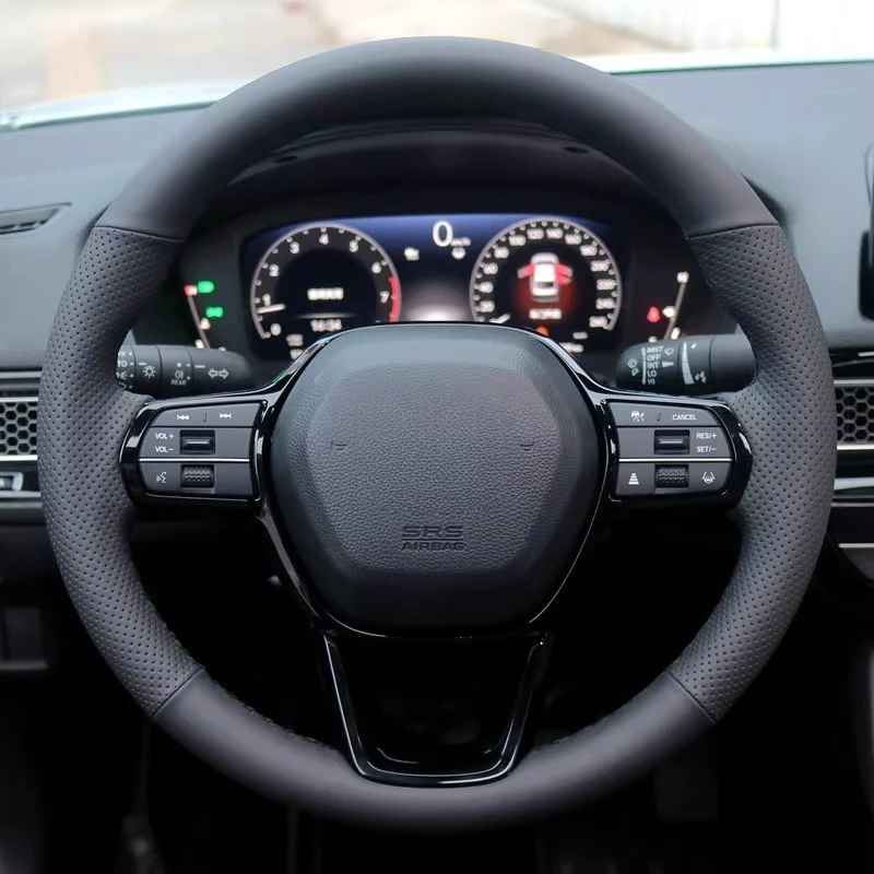 

Сшитый вручную нескользящий прочный кожаный чехол на руль из наппа для Honda Integra Civic ZR-V, модифицированные аксессуары для салона автомобиля