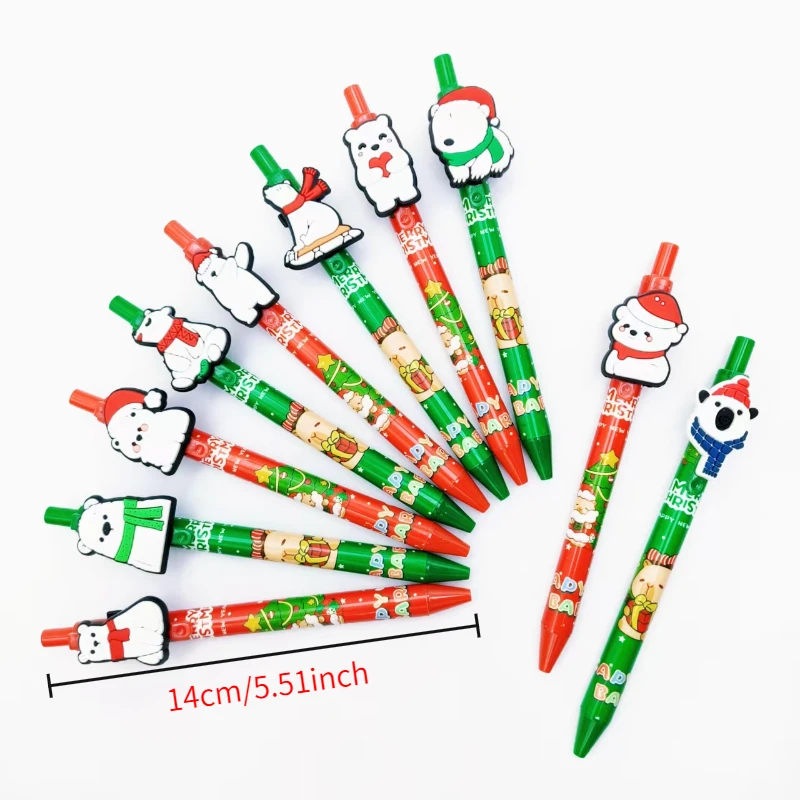 12/24 قطعة مضحك الدب الأبيض موضوع التصحيح قلم حبر جاف عيد الميلاد مهرجان هدية القرطاسية اليومية مكتب قلم حبر جاف