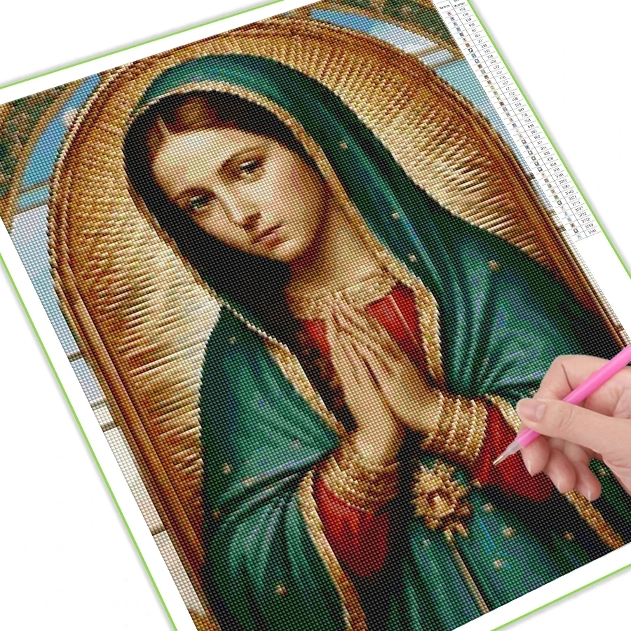 5D Virgin Mary Diy Diamond Painting Mother Love Full Rhinestone Drill Mosaic Embroidery Religious Icons Picture Home Decor Arts