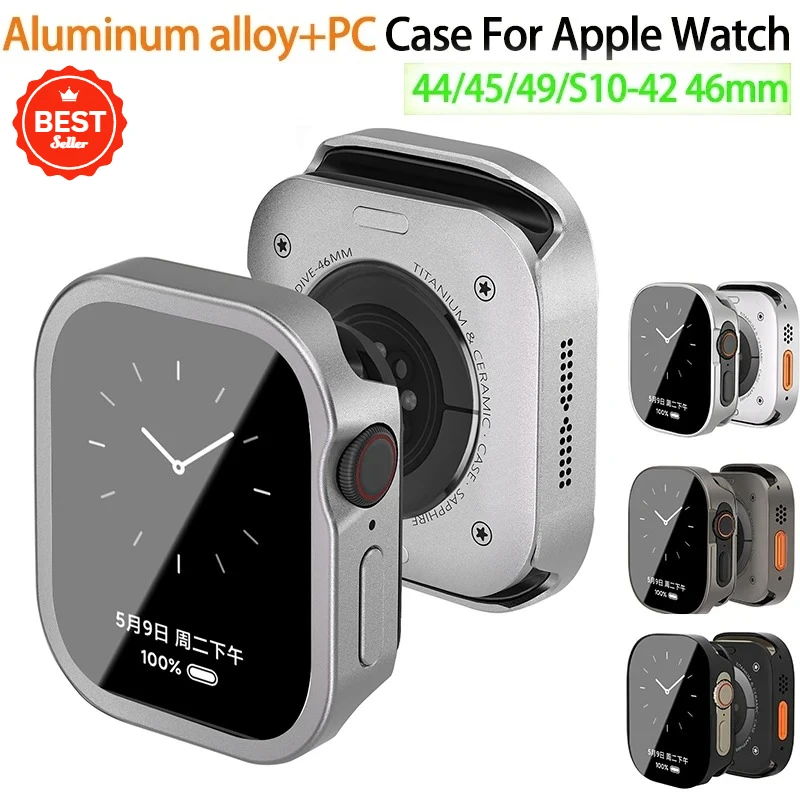 Neues, vollständig abdeckendes, wasserdichtes Gehäuse aus Aluminiumlegierung für Apple Watch Ultra 2 49 mm, 46 mm, 45 mm, 44 mm, 42 mm, Iwatch-Serie 10, 9, 8, 7, 6 SE