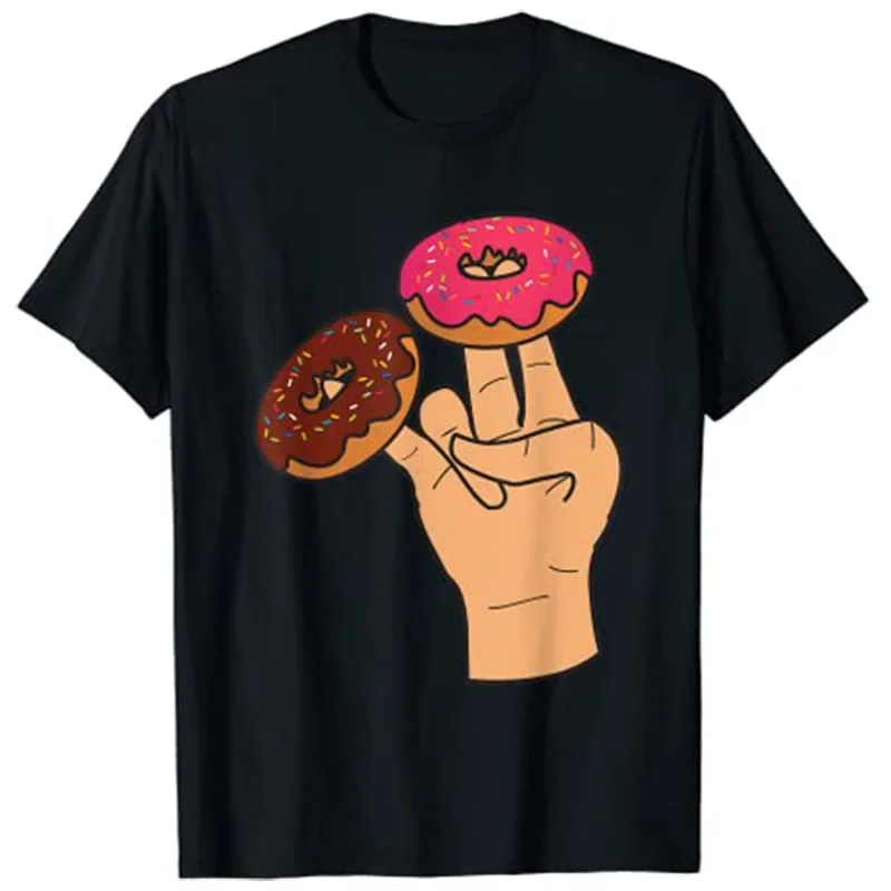 

Donut Printed T-shirt Men's 2025 Summer 100% Cotton Fashion Street Trend T-shirt Loose Breathable O-neck Short Sleeve Top