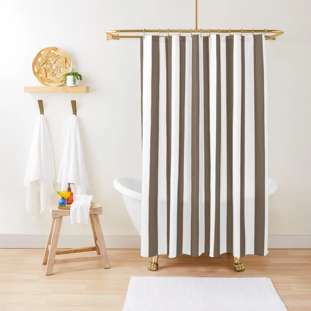 

Brown and white cabana tent stripes, modern minimal decor, stripes pattern Shower Curtain Shower Sets For Bathroom Curtain