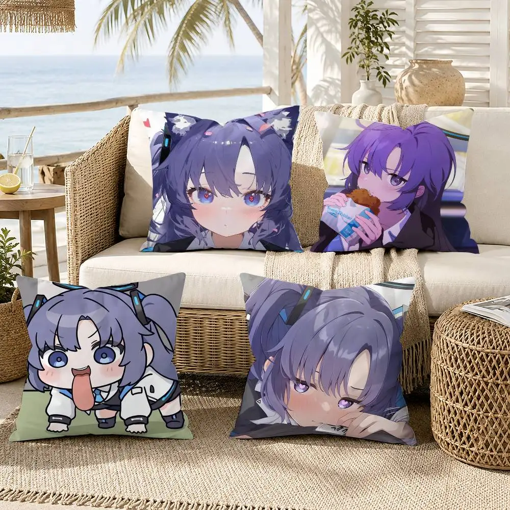 Hayase Yuuka Blue Archive Pillow Case for Sofa Living Room Home office Decor Protective Cover