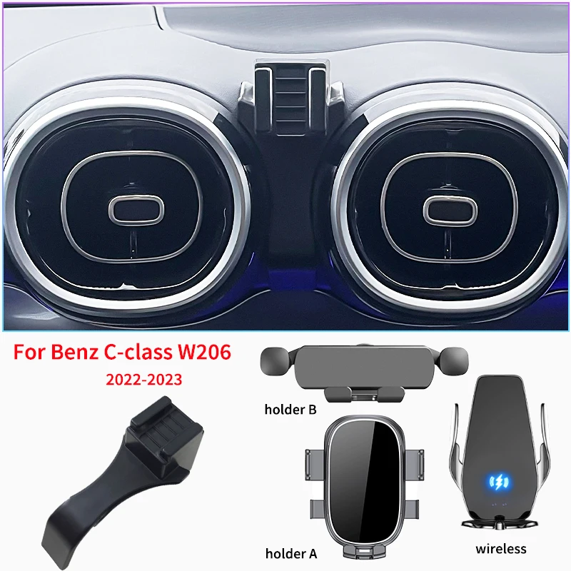 Support de téléphone portable pour voiture, pour Mercedes Benz classe C W206 C200 260 300 2022 2023, support mobile fixe LHD dédié