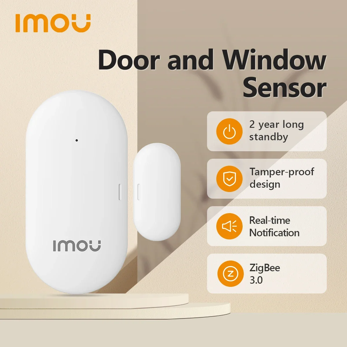 IMOU Zigbee 3.0 Sensore intelligente per porte e finestre Rilevatori aperti e chiusi Controllo app Allarme di sicurezza Antimanomissione 2 anni di