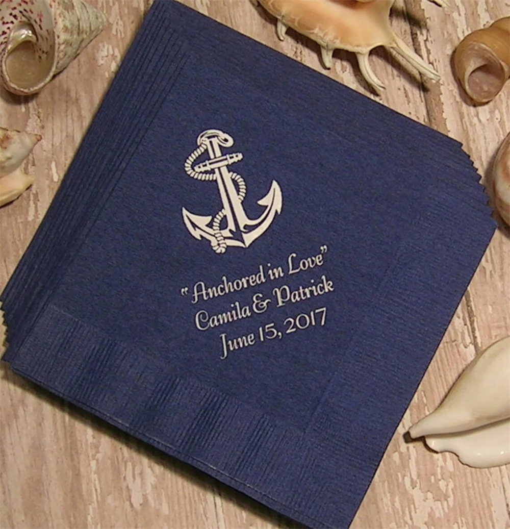 

Anchor cocktail napkins wedding cocktail napkins custom cocktail napkins navy cocktail napkins beverage or luncheon size napkins