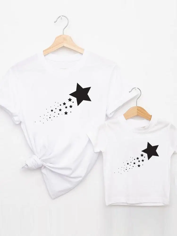 Star Graphic Tee T-shirt Family Matching Outfits Boy Girl Women Kid Child Cartoon Summer Mom Mama Mother Clothes Clothing