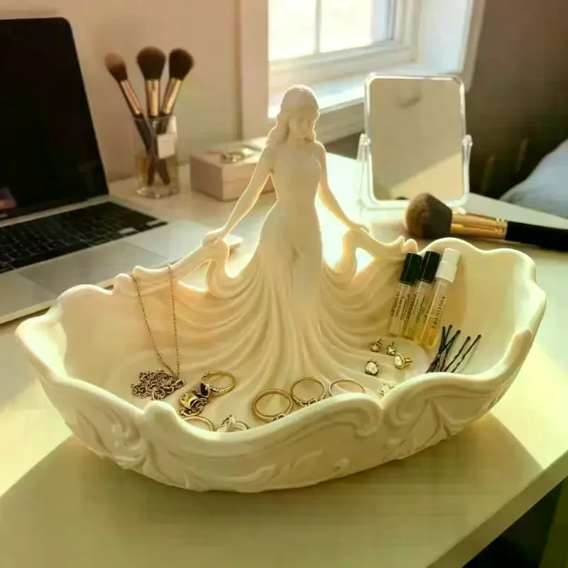 Minimalist Statue Shaped Jewelry Storage Tray Decorative Organizer for Entryway Countertop Office Desk Decor