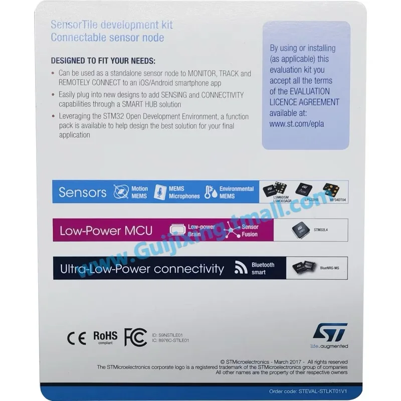 Kit de desarrollo de sensor de STEVAL-STLKT01V1, módulo bluenrg-ms IoT STM