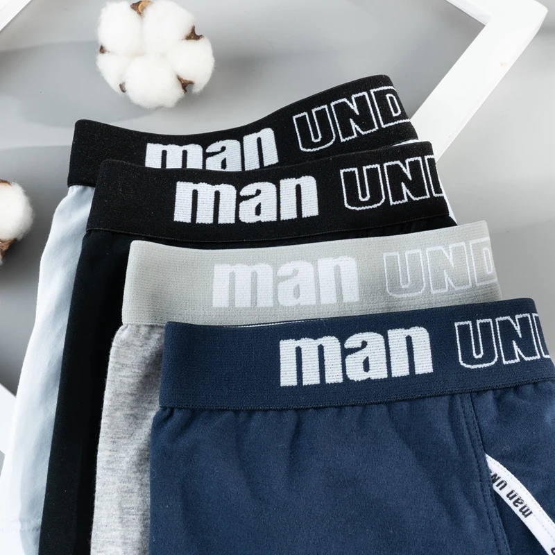 4Pcs/Lot Men\'s Cotton Underpants Underwear Sexy Knickers Under Wear Breathable Shorts Panties Comfortable Lingerie Boxers Briefs