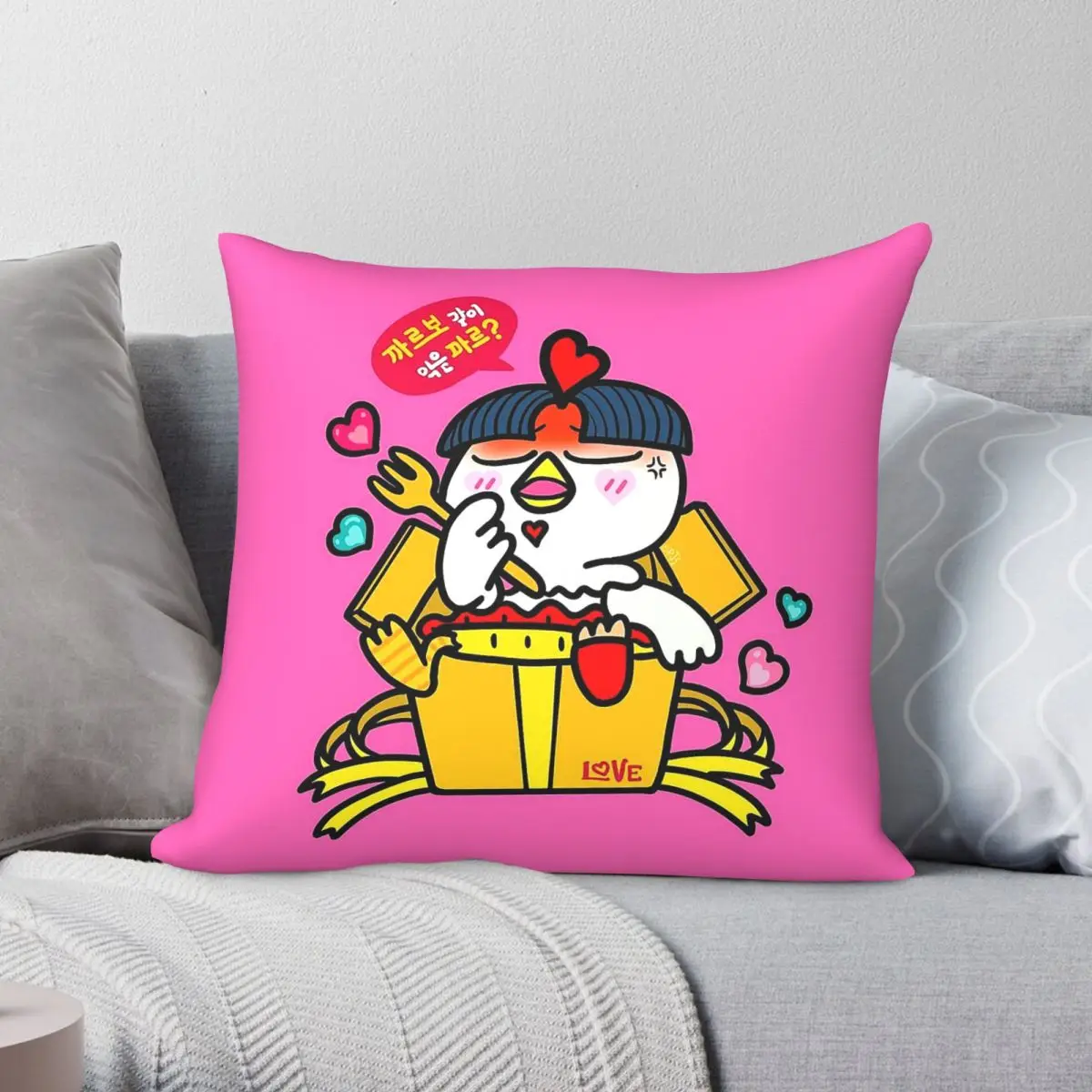 Hot And Spicy Chicken Square Pillowcase Polyester Linen Velvet Creative Zip Decor Throw Pillow Case Sofa Seater Cushion Cover