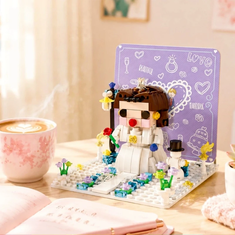 

Bride's Three-dimensional Greeting Card Building Blocks Wedding Anniversary Table Decorations, Couple's Confession Romantic Gift